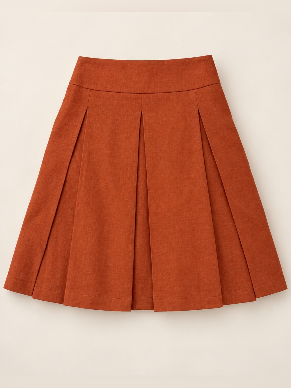Structured A-Line linen Skirt in Burnt Orange